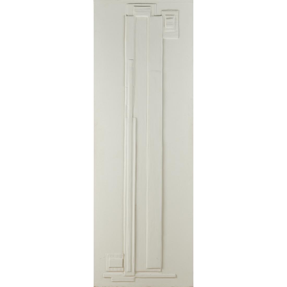 RUTH REESE (American, 1935-2015): Three mixed media door panels, 1989; Each initialed and dated; 81 1/2" x 28" (each); Provenance: Estate of Ruth and Hans Fiuczynski