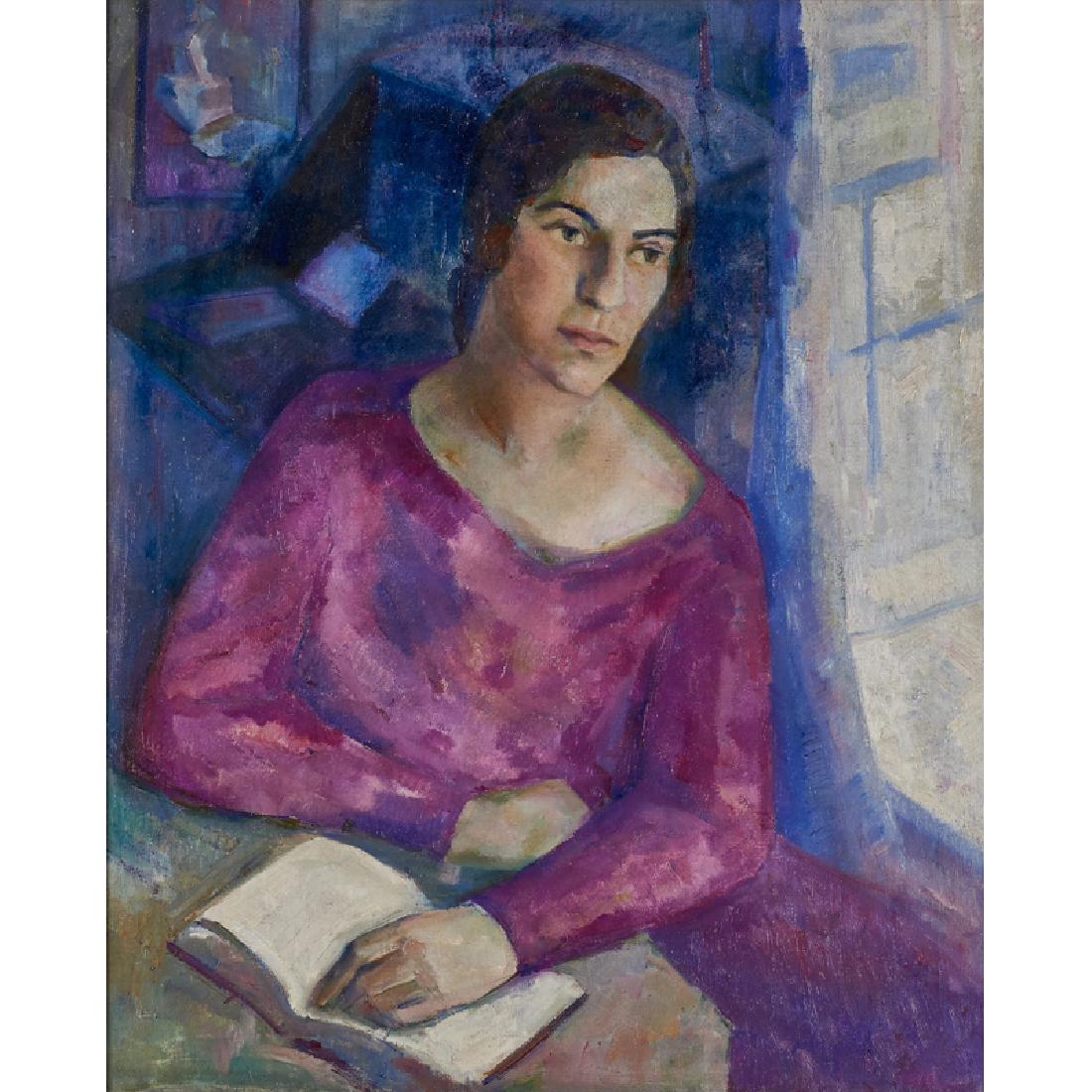 Dorcas Cooke Doolittle (American, 1901-1993): Self Portrait; Oil on canvas (framed); 32 1/8" x 26 1/8"; Provenance: The Estate of Dorcas Doolittle; Newman Galleries, Philadelphia; Private Collection, Pennsylvania