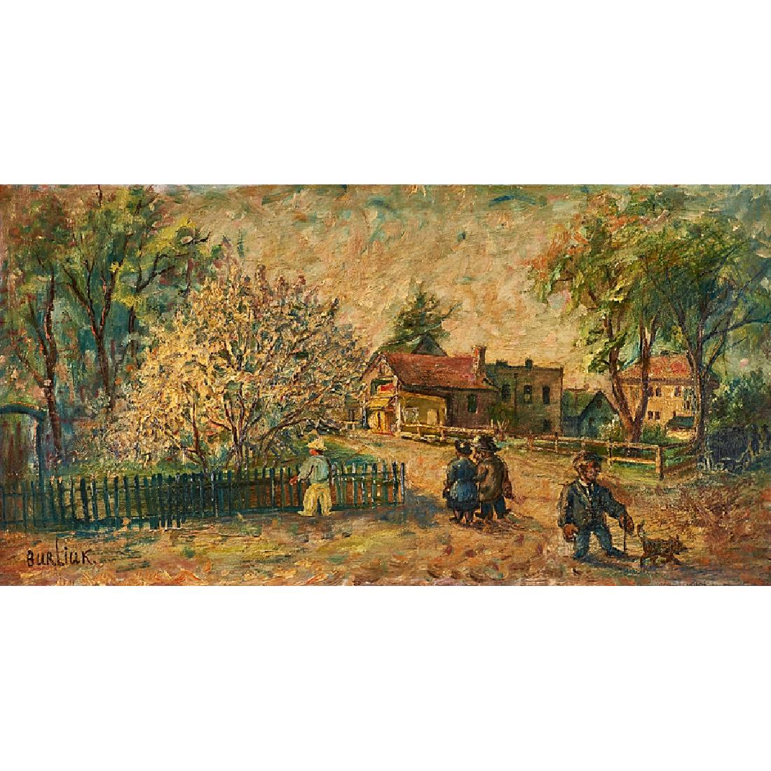 David Davidovich Burliuk (Ukrainian/American, 1882-1967: Untitled, ca. 1940s; Oil on canvas (framed); Signed; 12" x 23 1/4"; Provenance: Collection of Louis Alter; Private Collection, California