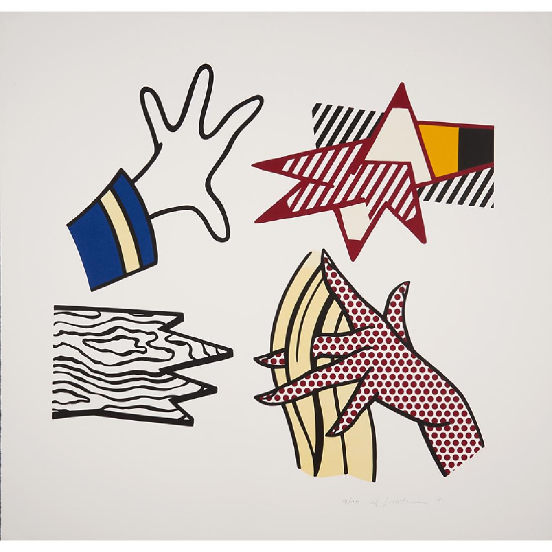 Roy Lichtenstein (American, 1923-1997): Study of Hands, 1981; Lithograph and screenprint in colors Rives BFK; Signed, dated and numbered 13/100; 31 1/2" x 32 1/2" (sheet); Printer: Washington University Printmaking Workshop, St. Louis; Publ