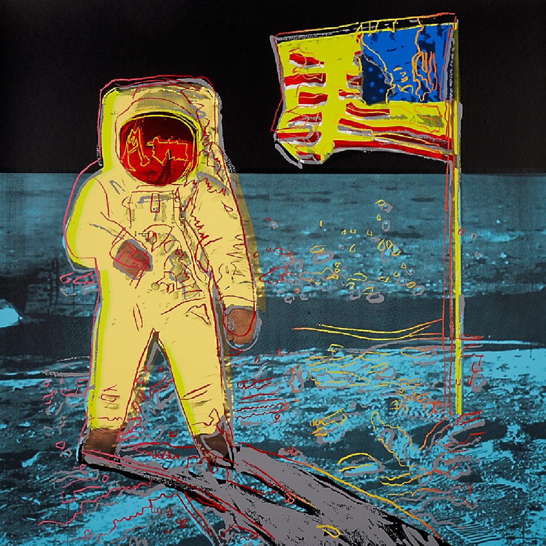 After Andy Warhol (American, 1928-1987): Moonwalk, 1987; Two screenprints in colors; Unsigned proofs (outside the edition); 38" x 38" (sheet); Printer: Rupert Jasen Smith, New York; Provenance: Private Collection; Note: These prints do not h