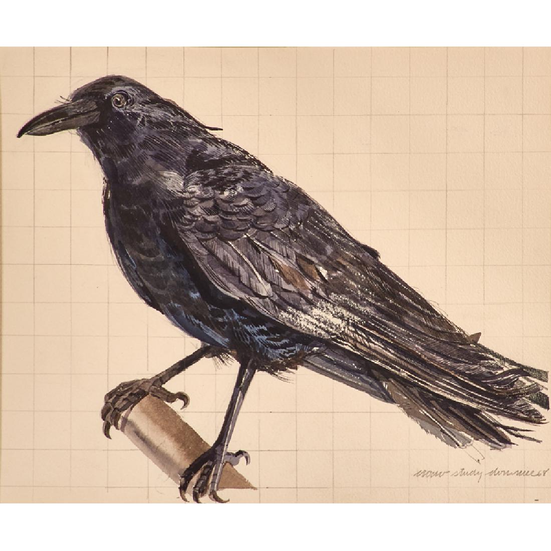 Don Nice (American, b. 1932): Crow-Study, 1968; Watercolor on paper (framed); Signed, dated and titled; 12" x 14 5/8" (sight); Exhibition: Two Views of Pop: Don Nice and Dorothy Grebenak, Allan Stone Projects, New York, February 2