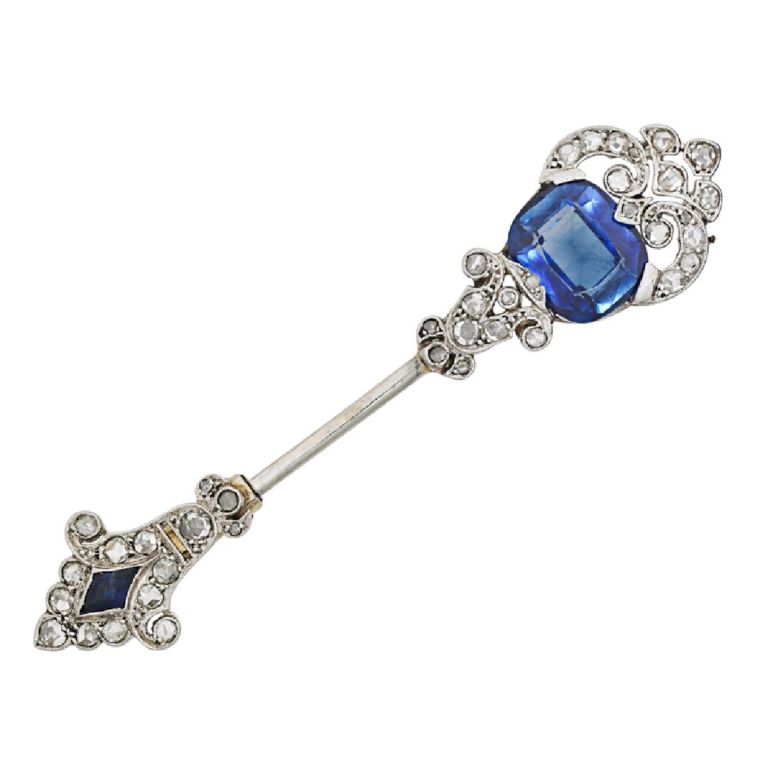 LA CLOCHE FRERES EDWARDIAN "SAPPHIRE" JABOT PIN (1 of 2)