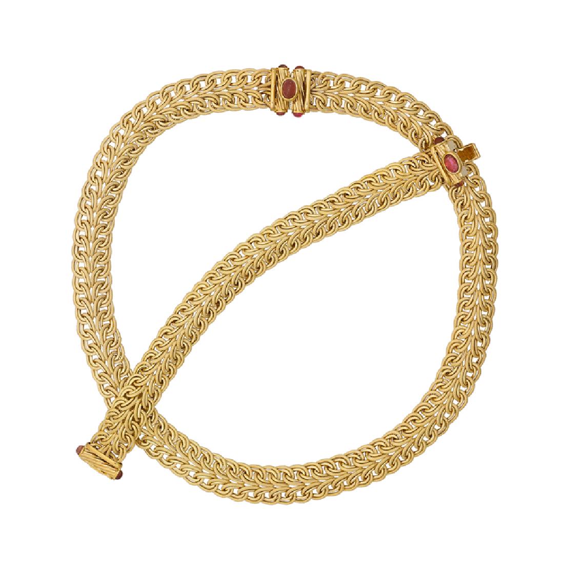 WOVEN YELLOW GOLD NECKLACE & BRACELET SUITE (1 of 1)