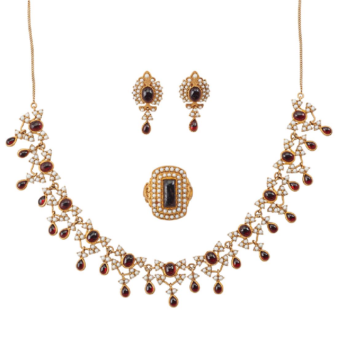 GARNET, SEED PEARL & YELLOW GOLD SUITE (1 of 1)