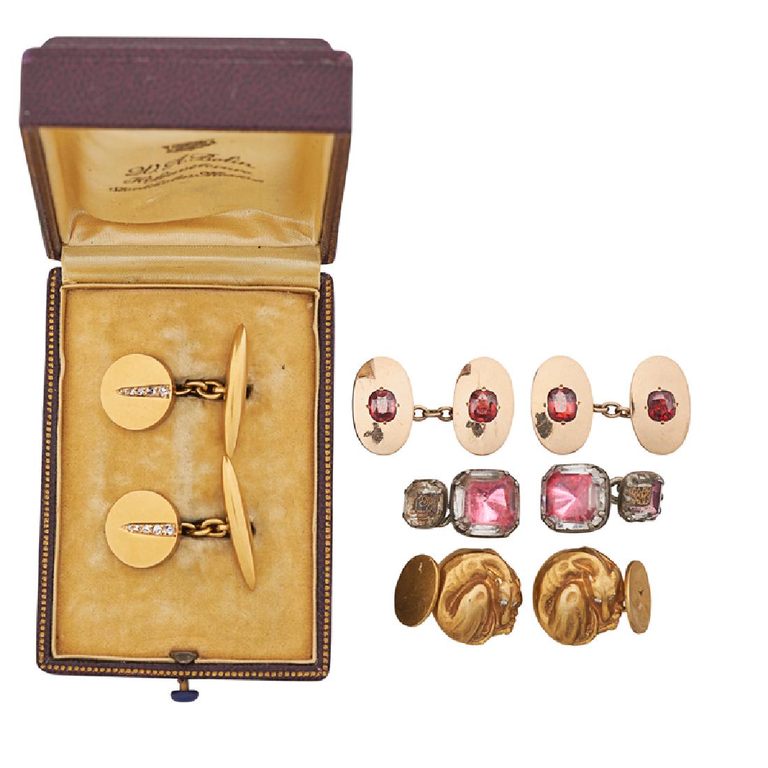 EARLY 20TH C. DIAMOND OR GEM SET CUFFLINKS (1 of 1)