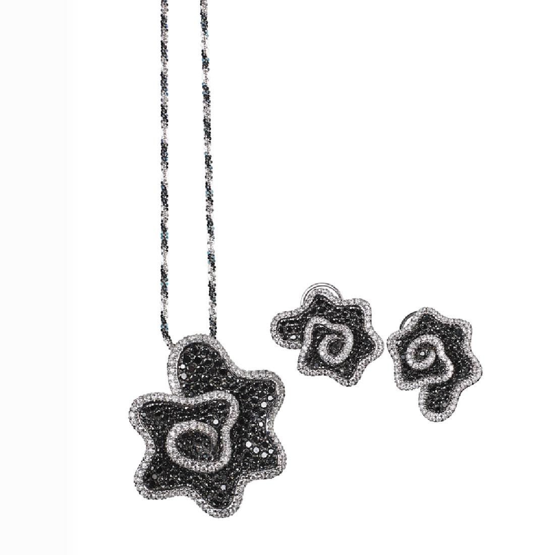 BLACK & WHITE DIAMOND NECKLACE & EARRING SUITE (1 of 1)