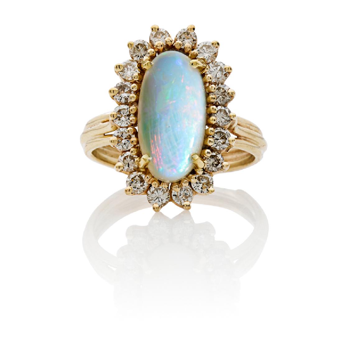 OPAL, DIAMOND & YELLOW GOLD RING (1 of 1)