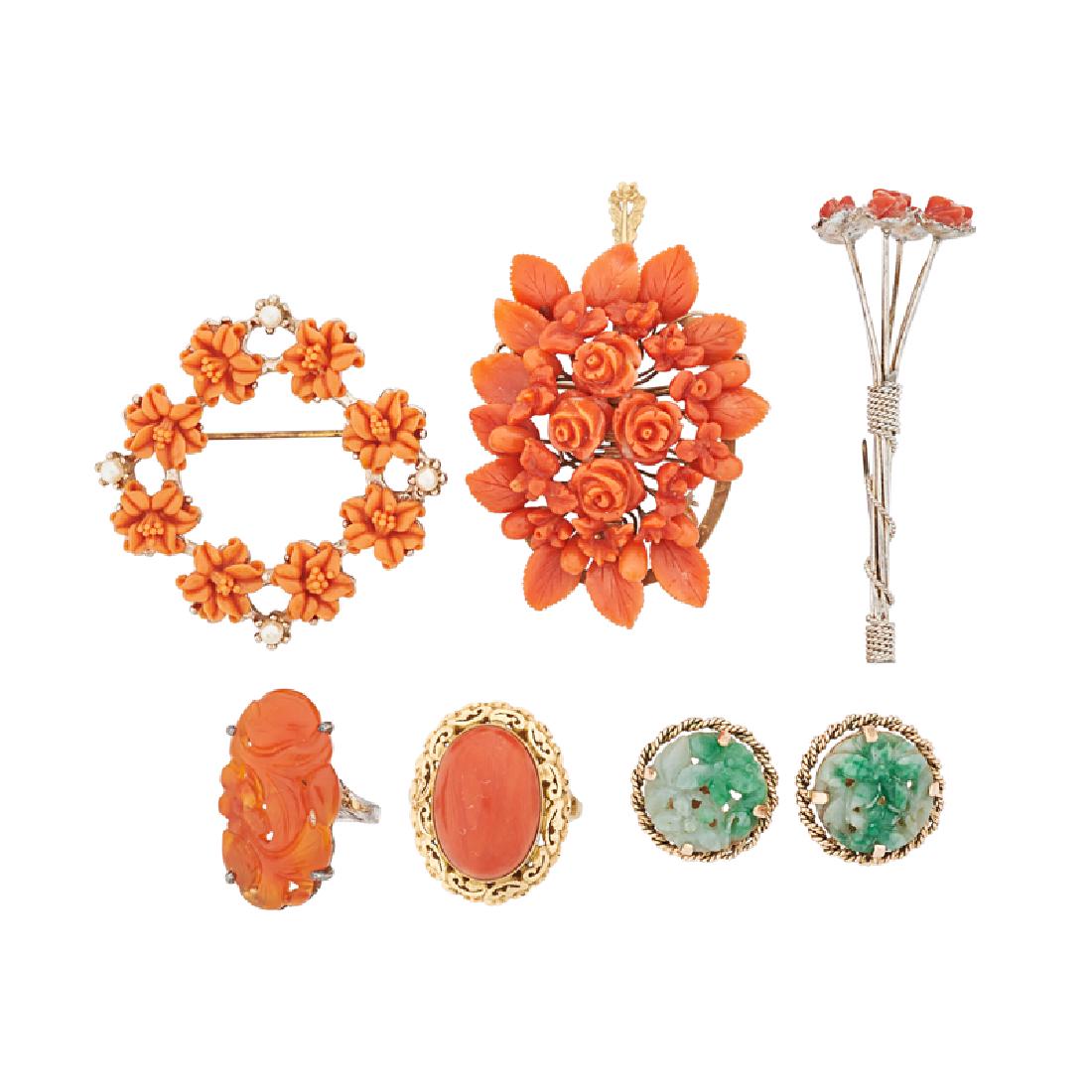CARVED CORAL, JADE OR AGATE JEWELRY (1 of 1)