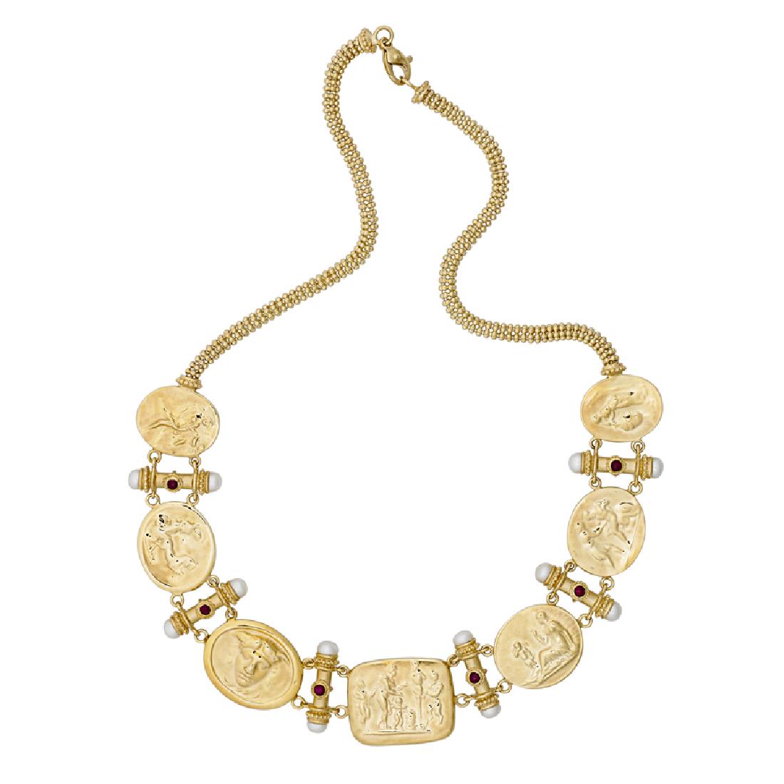 GEM SET YELLOW GOLD NECKLACE (1 of 1)