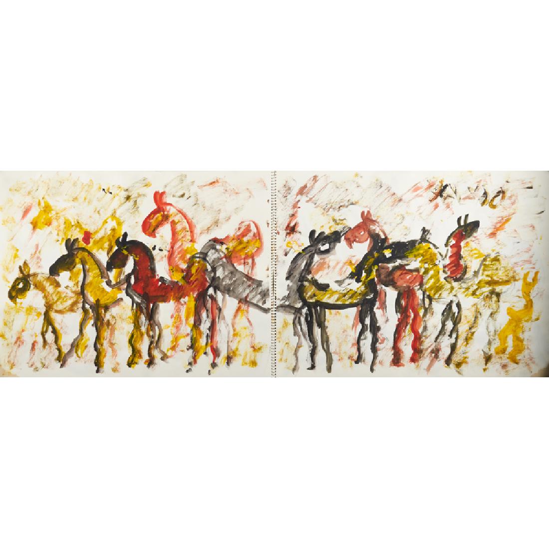 PURVIS YOUNG (American, 1943-2010): Untitled (Sketchbook with approx 40 individual drawings) Paint on paper Some signed: 18" x 24 1/2" Provenance: Collection of Jimmy Hedges Philanthropist, artist, collector and art dealer James R. Hedg