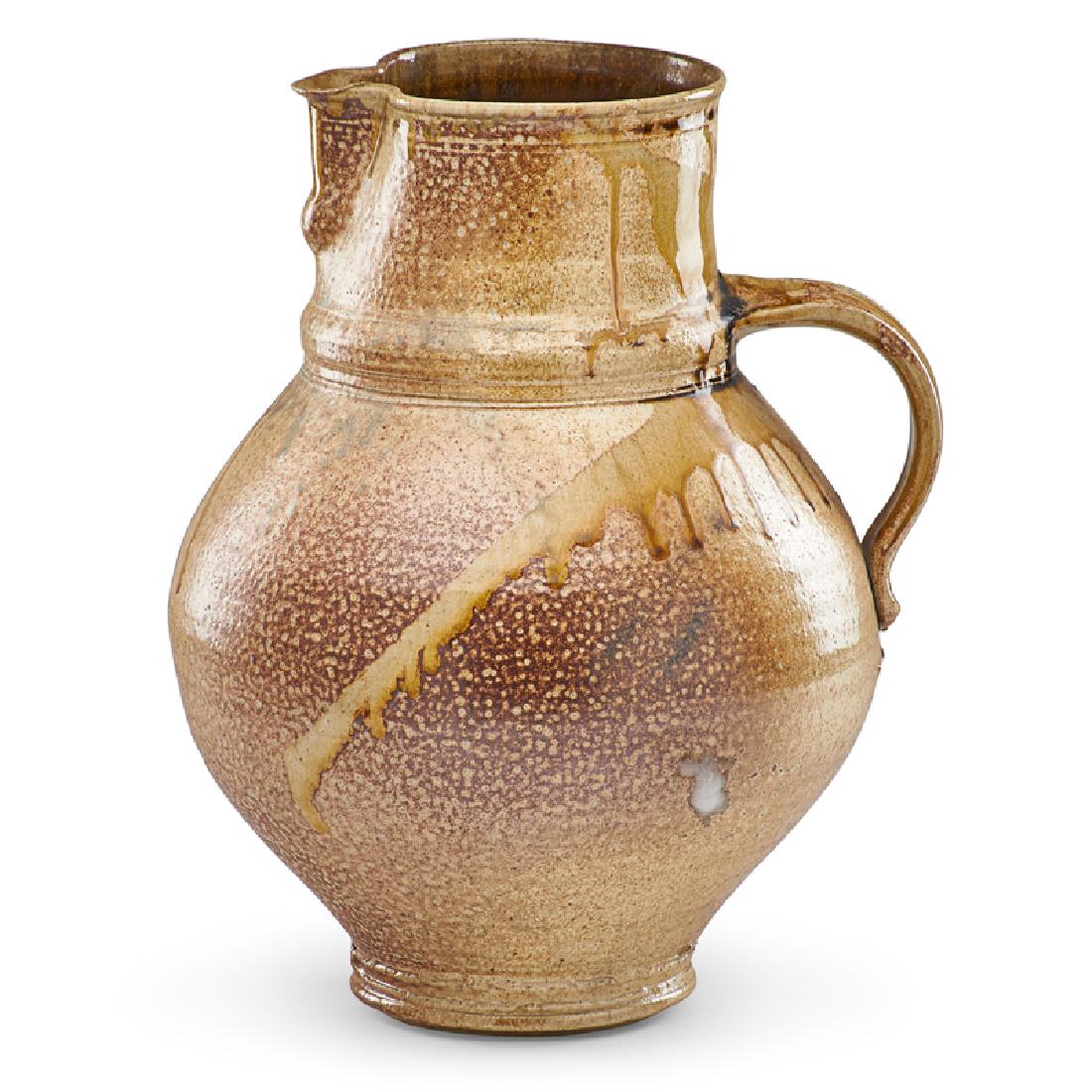 DON REITZ Large pitcher: DON REITZ (1929 - 2014) Large pitcher, Marshall, WI, 1980s Salt-glazed stoneware Signed 14" x 11" Provenance: Surroundings Gallery, New York