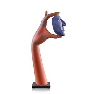 ROSS RICHMOND Glass sculpture: ROSS RICHMOND (b. 1971) Untitled sculpture (Hand with Mask), USA, 2003 Blown and hot-sculpted glass, steel Signed and dated 11 1/4" x 3" x 5"