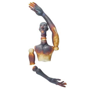 ROSS RICHMOND Glass sculpture: ROSS RICHMOND (b. 1971) Sculpture, "Doll," USA, 2002 Blown and hot-sculpted glass, steel Signed and dated 20" x 6" x 2 1/2"