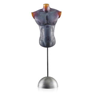 ROSS RICHMOND Glass sculpture: ROSS RICHMOND (b. 1971) Untitled sculpture (Torso), USA, 2003 Blown and hot-sculpted glass, steel Signed and dated Glass only: 6 3/4" x 5 3/4" x 5", height on stand: 16"