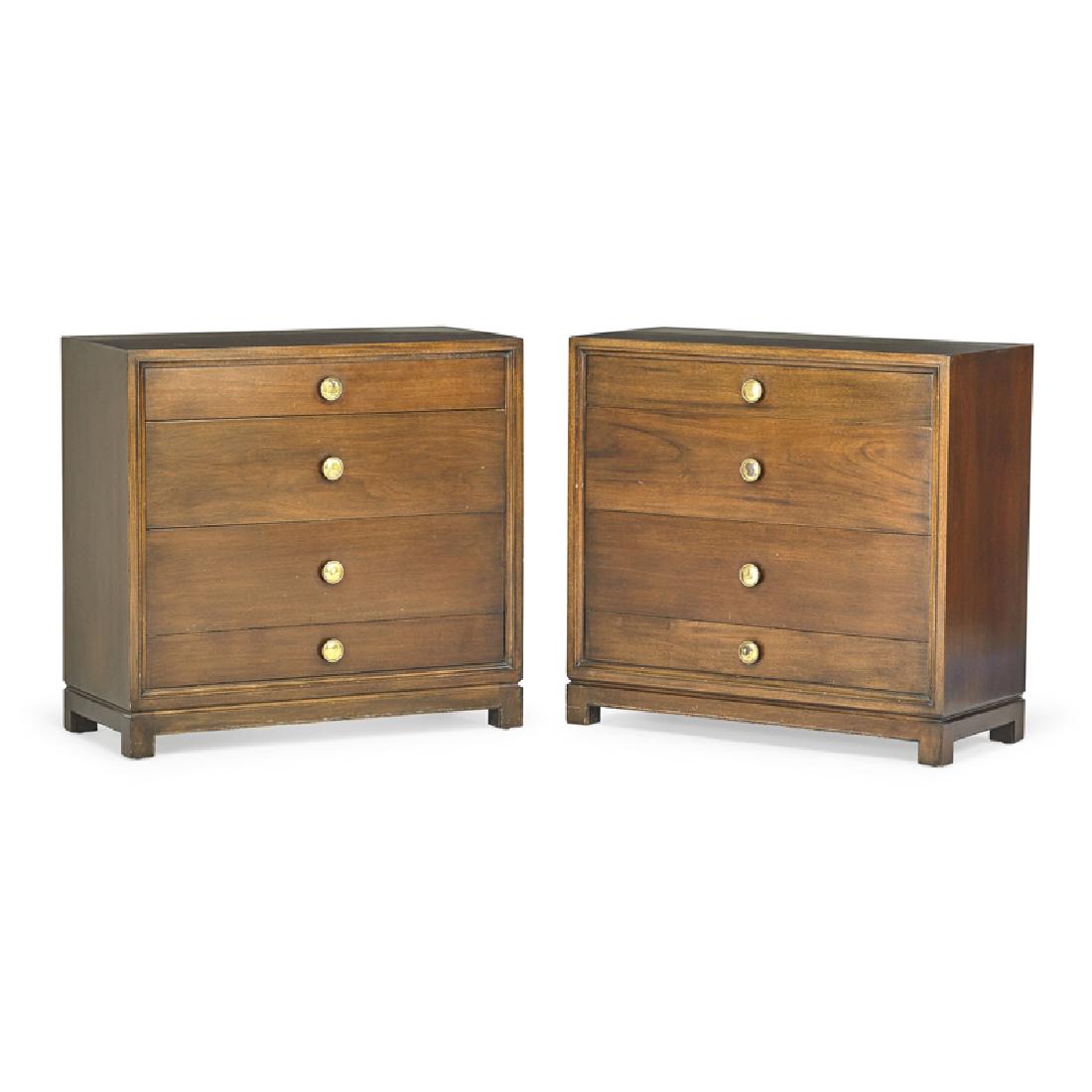 TOMMI PARZINGER; CHARAK Pair of dressers: TOMMI PARZINGER (1903 - 1981) CHARAK Pair of dressers, USA, 1940s Mahogany, brass Both labeled 34 1/2" x 36" x 16 1/2"