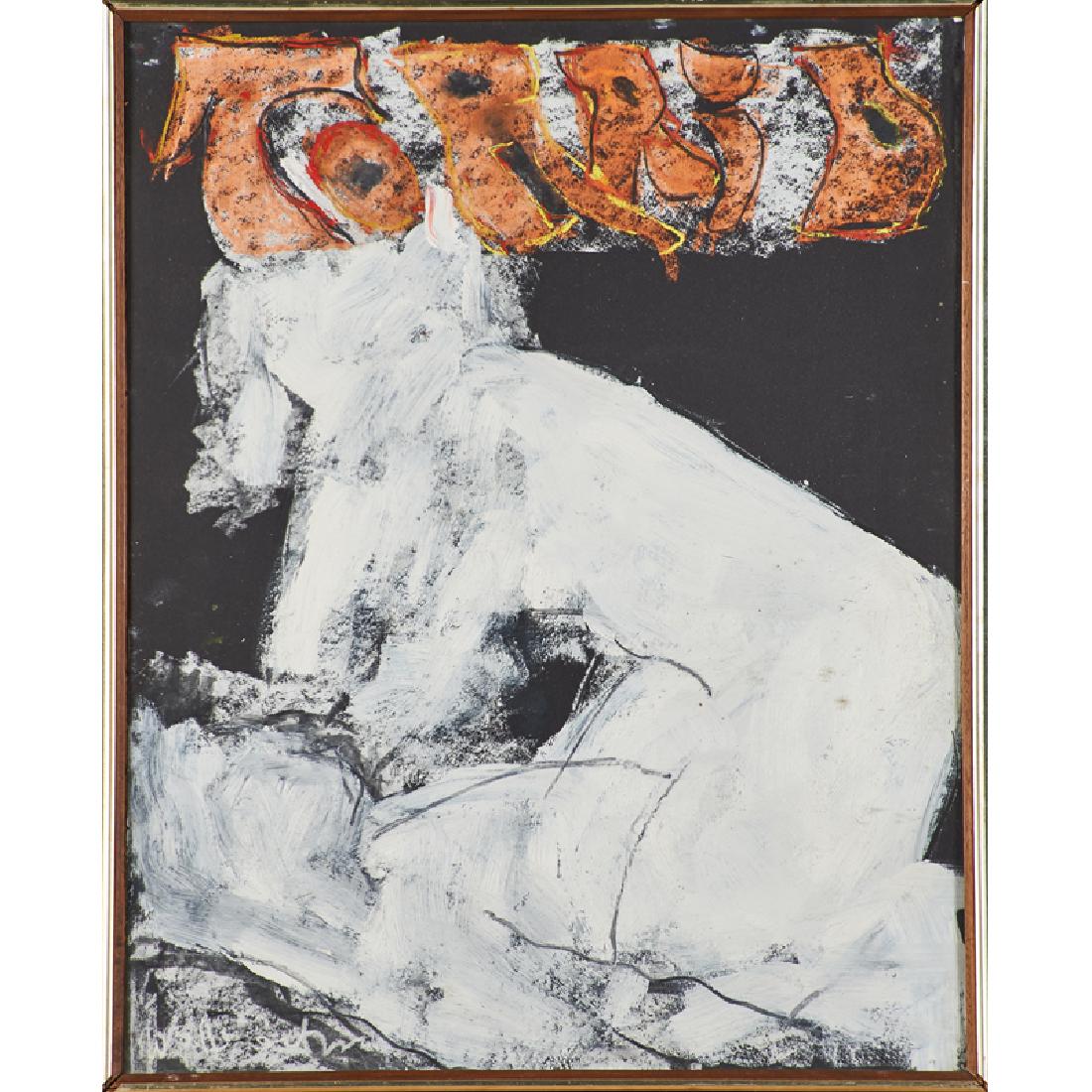 JOSEPH SOLMAN (American, 1909-2008): Mixed media on paper Untitled (torrid) (framed) Signed 26" x 20 1/4" (sheet)