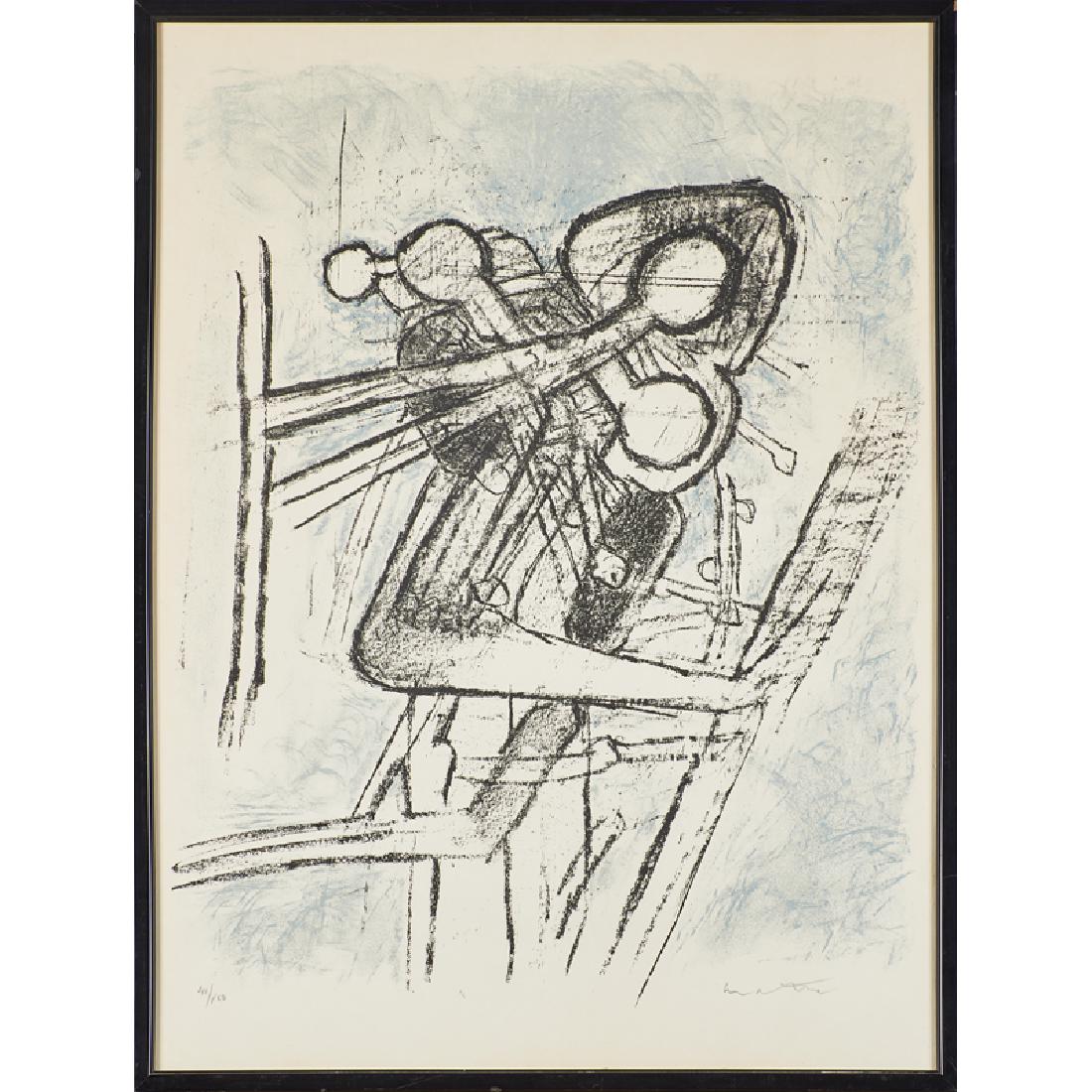 ROBERTO MATTA (Chilean, 1911-2002): Lithograph in colors "Onze Formes du Doute," 1959 (framed) Signed and numbered 41/100 35" x 26" (sheet)