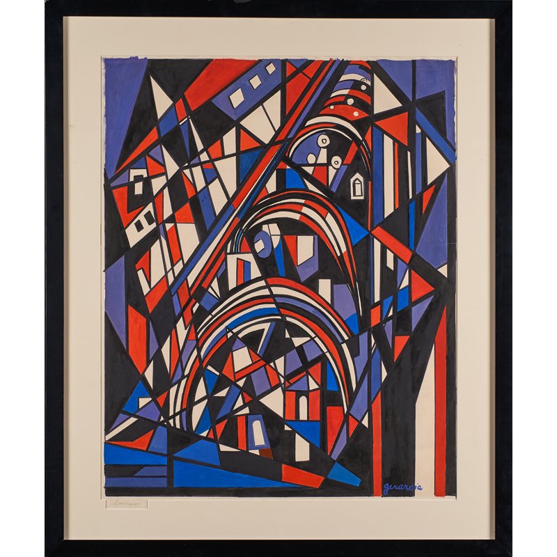 HELEN GERARDIA (Russian/American, 1903-1988): Oil on paper "Procession" (framed) Signed and titled 30 1/4" x 24 1/4" (sight)