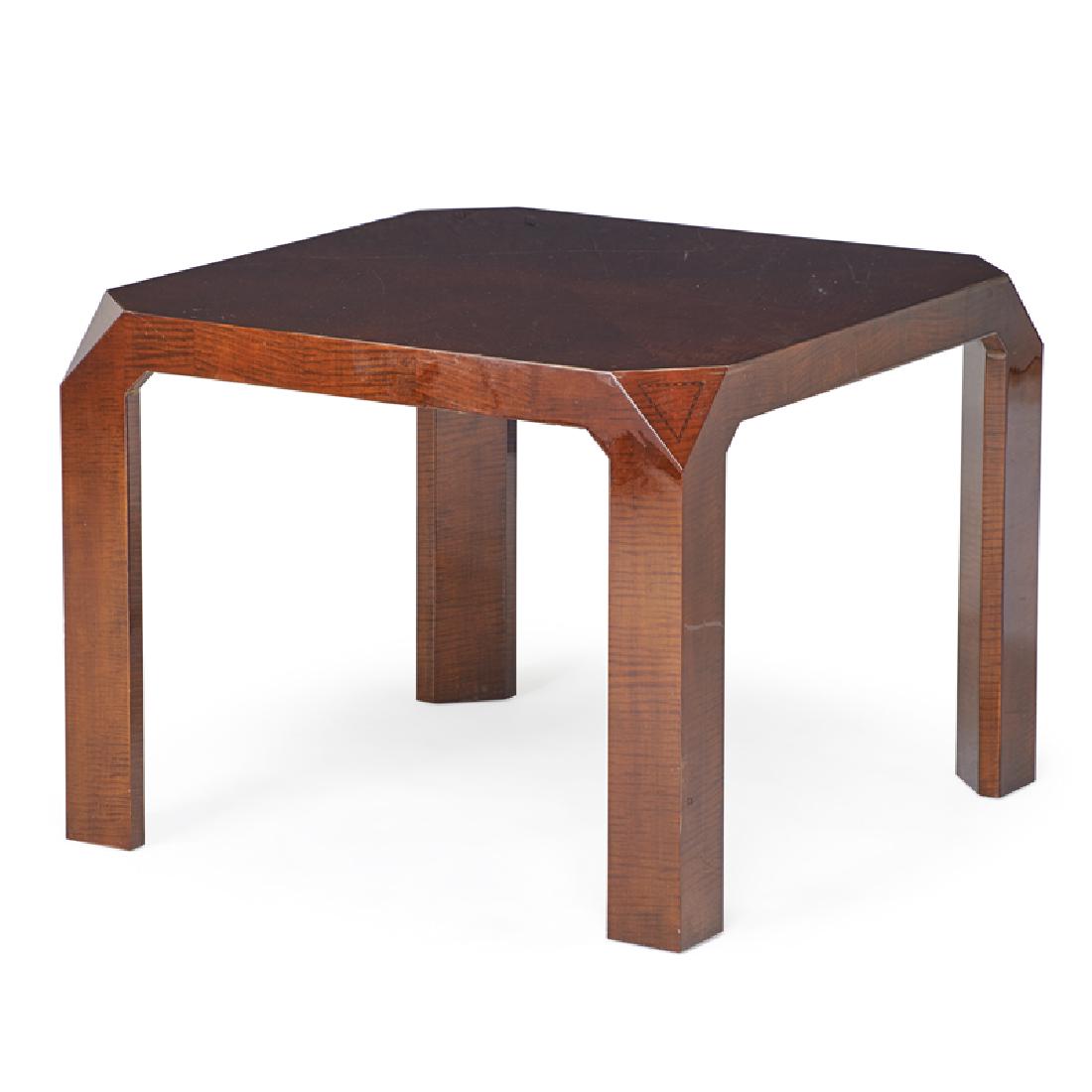 KARL SPRINGER: Card table, New York,1980s Resin-coated wood Unmarked 29" x 38" sq.