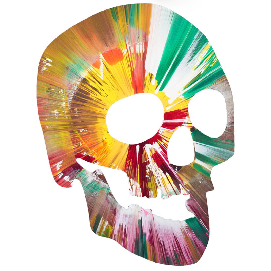 DAMIEN HIRST (British, b. 1965): Acrylic on paper Skull Spin Painting (Created at Damien Hirst Spin Workshop), 2009 (unframed) Signed in marker Bears Hirst blindstamp and stamped with signature and inscription "This painting was made