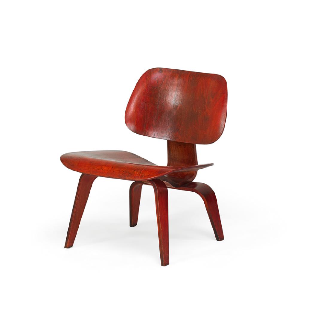 CHARLES & RAY EAMES; HERMAN MILLER: LCW chair, USA, 1945 Aniline-dyed birch, rubber Stamped LCW 26 1/2" x 22" x 24 1/2"