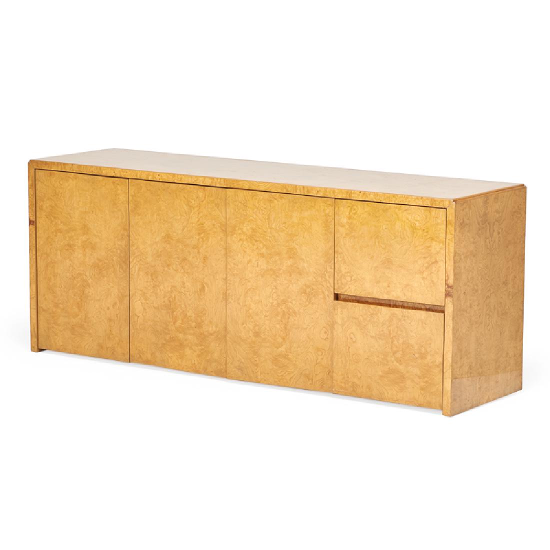 MILO BAUGHMAN (Attr.); INTREX: Credenza, USA, latter half of 20th c. Resin-coated olive burl Unmarked 29" x 73" x 20"