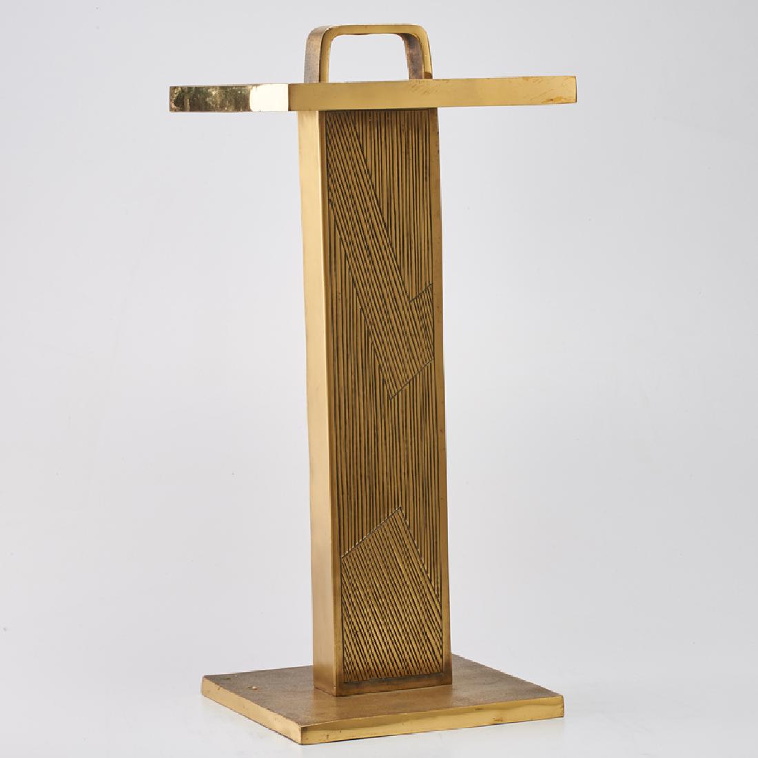 ART DECO STYLE: Drink/smoking stand, 20th c. Brass Unmarked 22 1/2" x 10" sq.