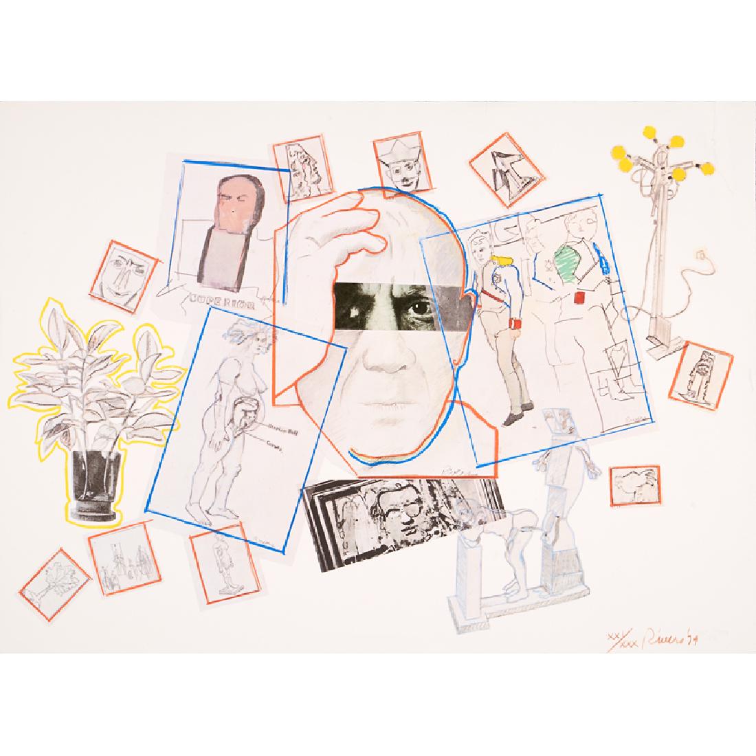 LARRY RIVERS (American, 1923-2002): Untitled from Homage to Picasso, 1974 Screenprint in colors (framed) Signed, dated and numbered XXI/XXX Printer: Styria Studio, New York 22" x 30"