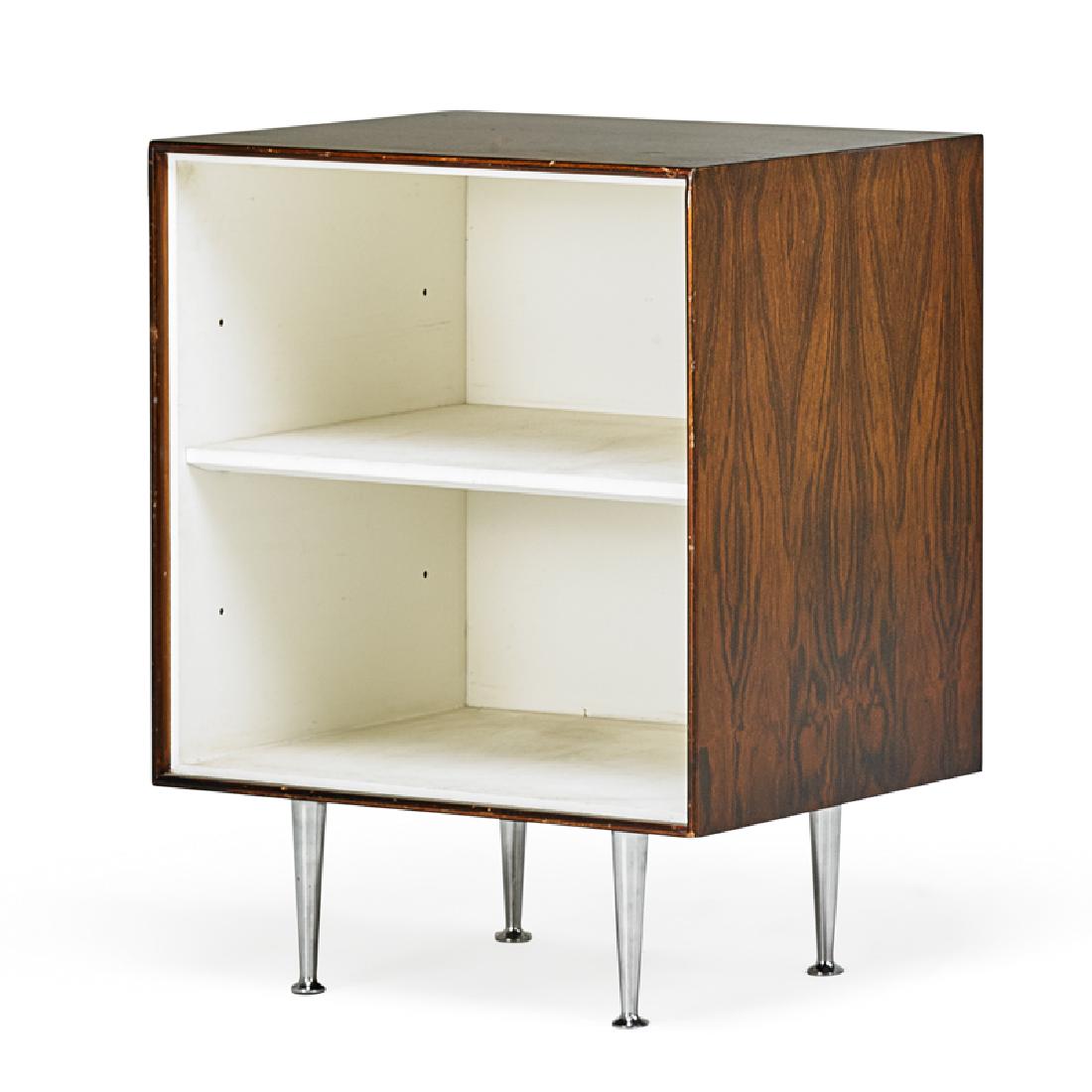 GEORGE NELSON (1908-1986); HERMAN MILLER: Thin Edge cabinet, Zeeland, MI, 1960s Rosewood, enameled wood, aluminum Unmarked 29" x 22" x 18 1/2"