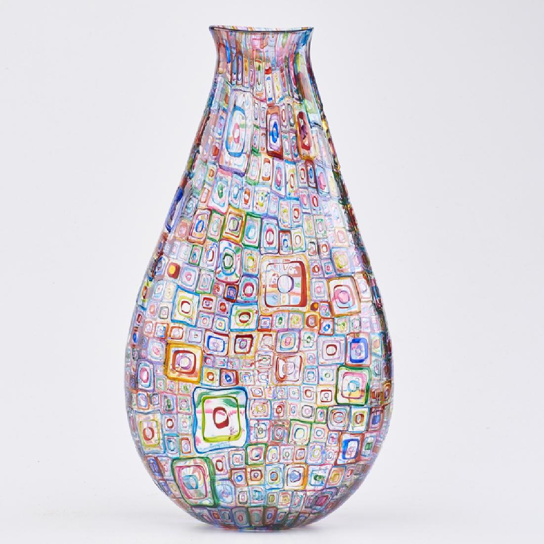 ROBIN MIX: Tall "End Of Day" vase, Turnbridge, VT, 2003 Blown murrine glass Etched signature and date 16 1/4" x 8 1/2" x 5"