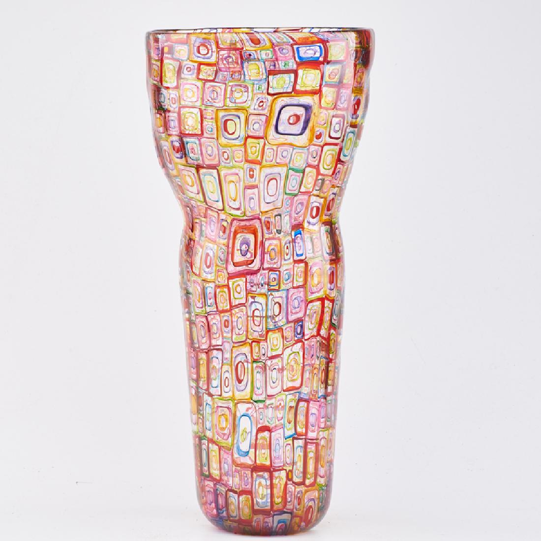 ROBIN MIX: Tall "End Of Day" vase, Turnbridge, VT, 2003 Blown murrine glass Etched signature and date 17" x 7 1/4" dia.