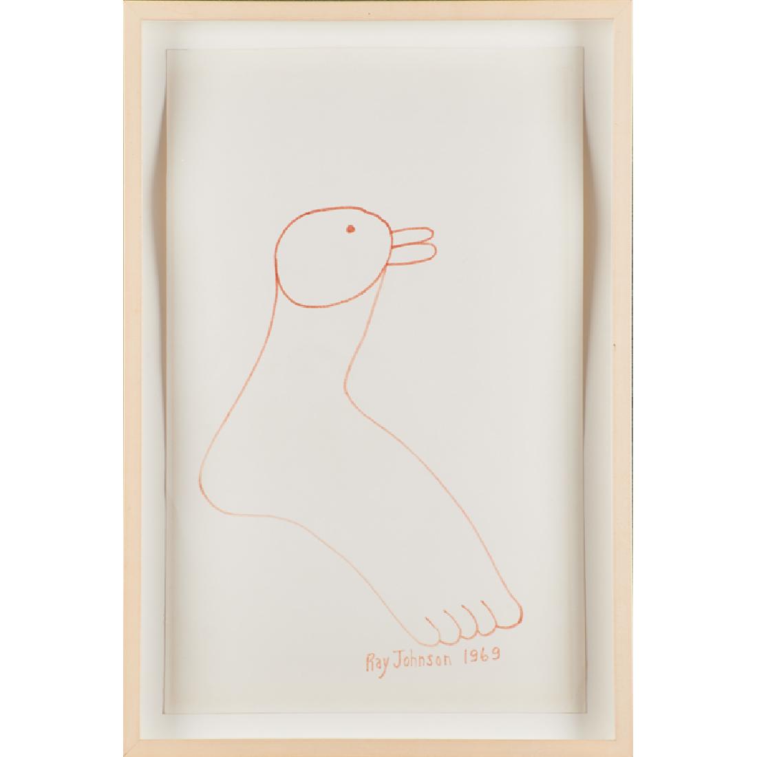 RAY JOHNSON (American, 1927-1995): Ink on paper Untitled, 1969 (framed) Signed and dated 23" x 14 1/4" (sheet) Provenance: Best Products Inc., Richmond, VA Private Collection Note: This work comes from the collection of Best Products,