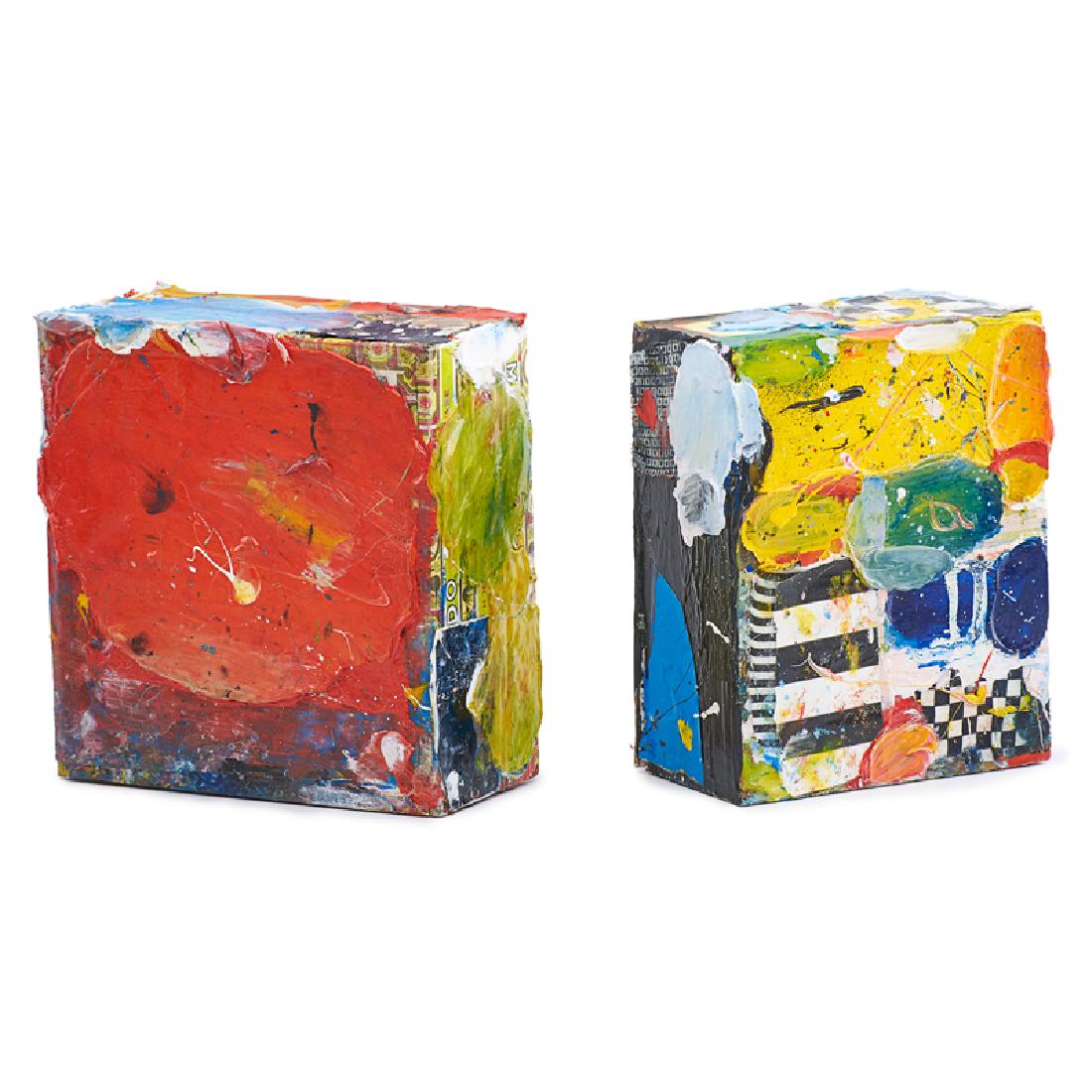 ROBERT BARIBEAU (American, b. 1949): Cigar Box, 2001 and Cigar Box, 2003 Mixed media on two cigar boxes Signed, dated and titled 8 1/4" x 7 3/4" x 3 5/8" (largest) Provenance: The artist Allan Stone Collection, New York
