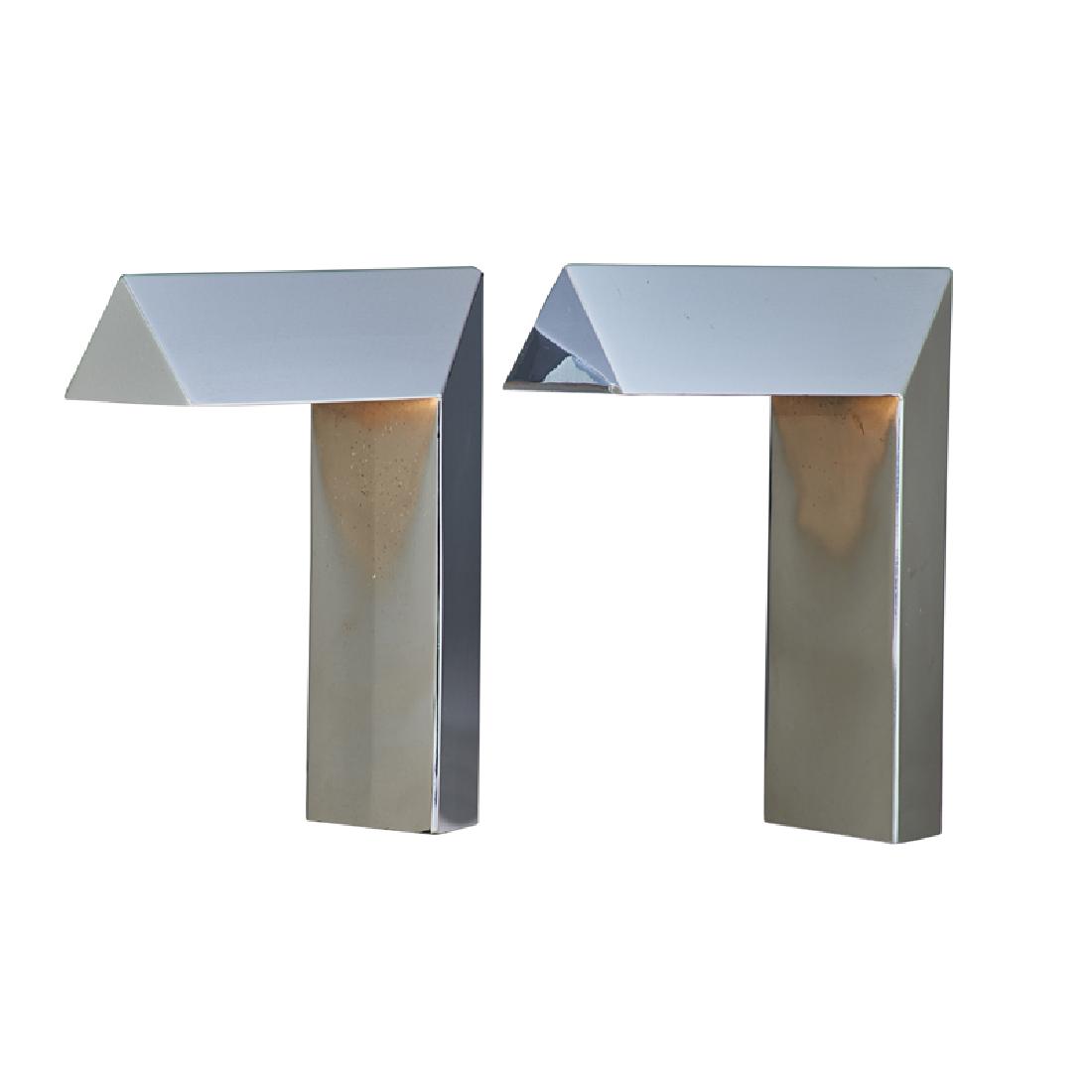 GEORGE KOVACS (Attr.) TWO TABLE LAMPS: Chromed steel, USA, 1960s Unmarked 11" x 5" x 8 1/2"