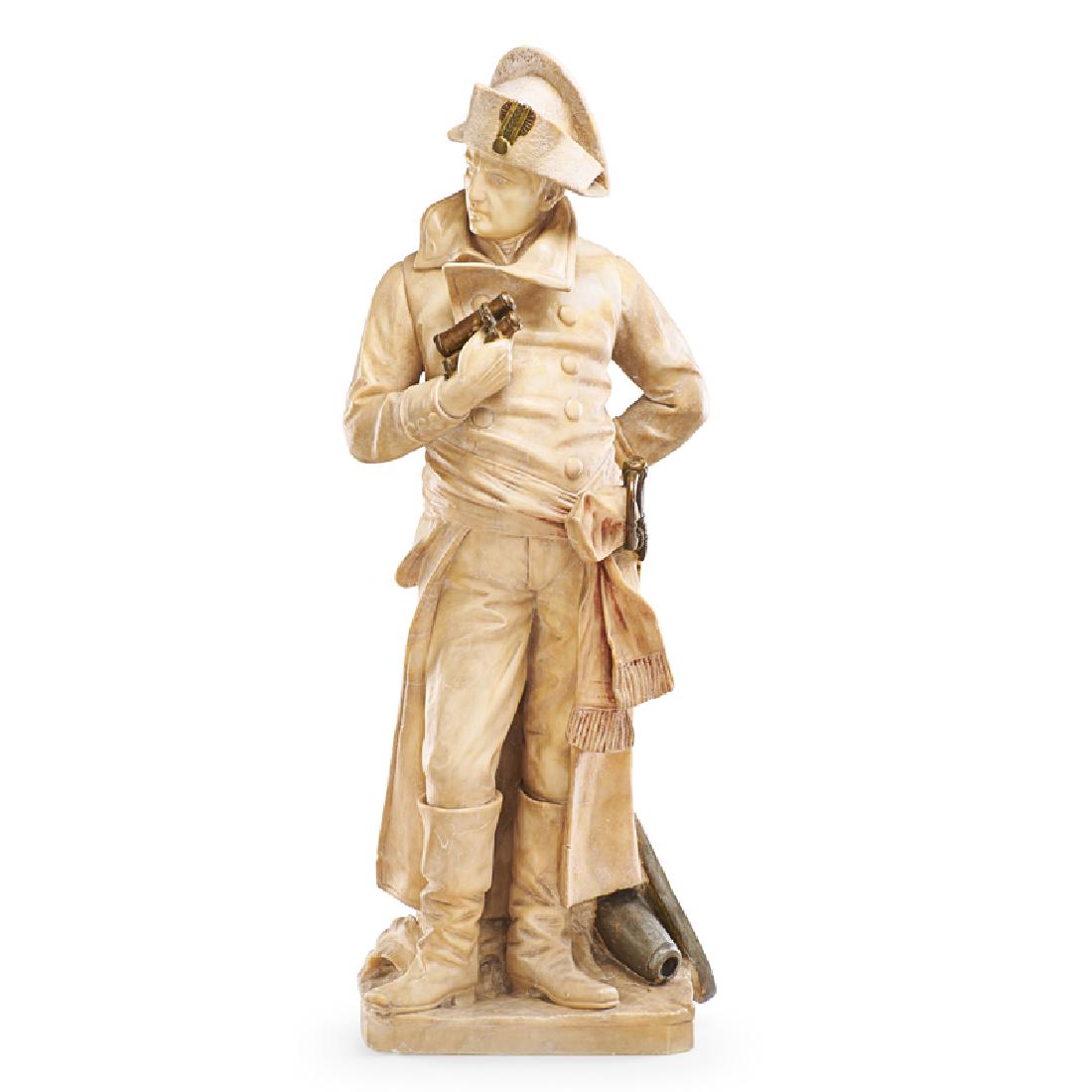 ALABASTER FIGURE OF NAPOLEON: Possibly by Ottavio Scheggi, with painted accents 34 1/2"