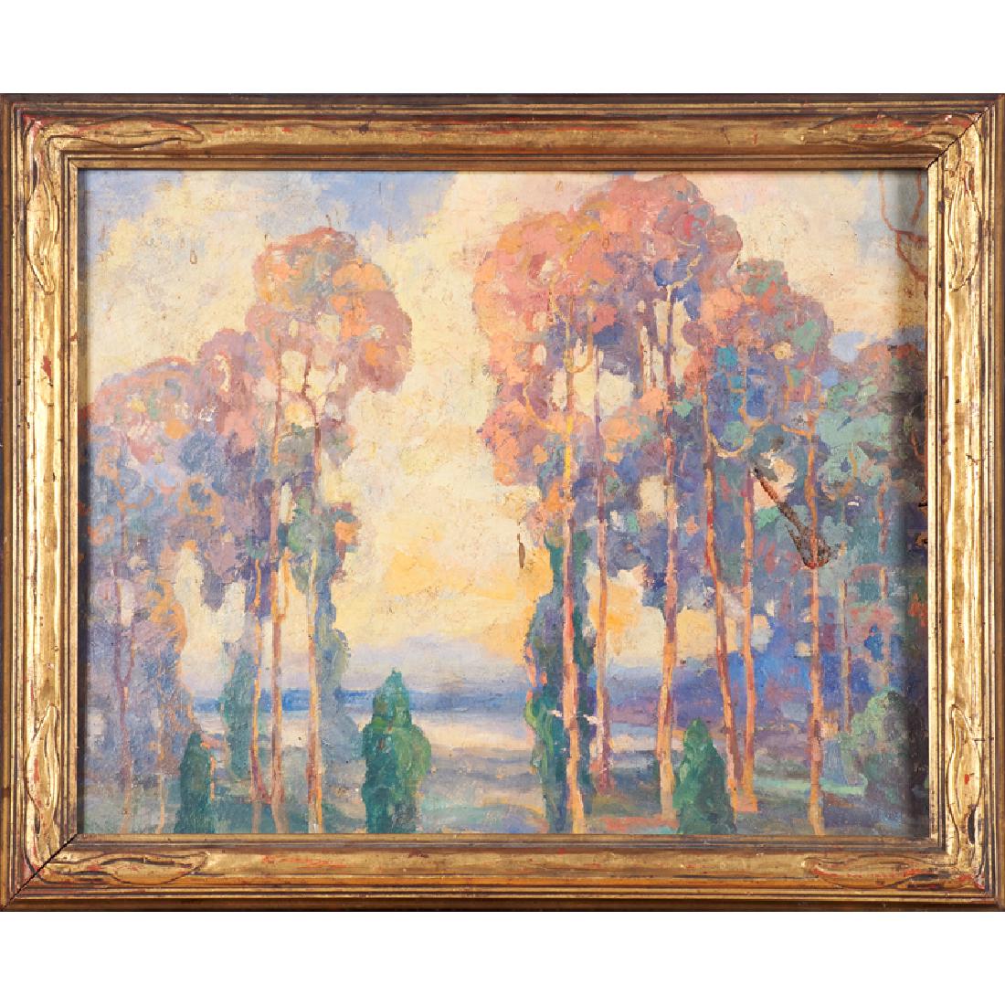 ALICE BLAIR THOMAS (American, 1857-1945): Untitled (woodland scene) Oil on board (framed) Unmarked 16" x 20"