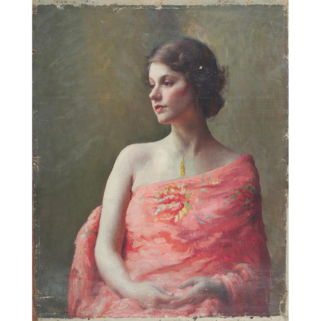 GLADYS NELSON SMITH (American, 1890-1980): Untitled (portrait of a woman) Oil on canvas (unstretched) Signed 34" x 28"