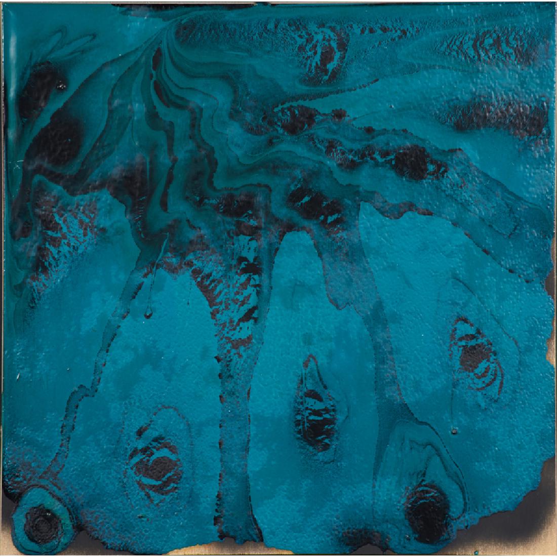 KEVIN LARMON (American, b. 1955): Suite of Eight: Blue, Gray, Green, Pink, Sienna, White, Yellow and Blorn, 2008 Oil on panel, Blorn, oil and collage on panel Each signed, dated and titled on verso 16" x 16" Provenance: Jason McCoy In