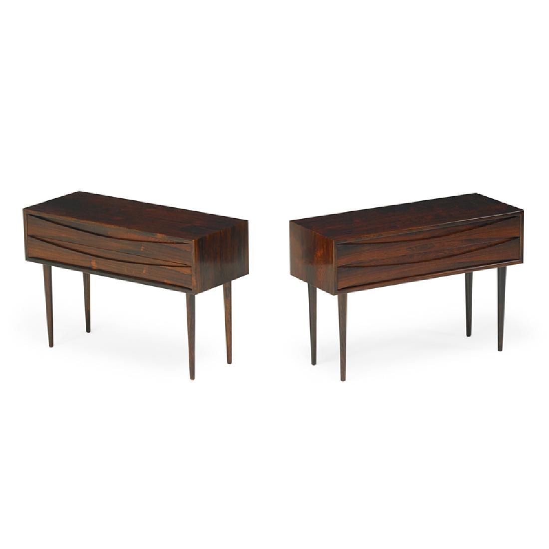 ARNE VODDER PAIR OF NIGHTSTANDS: Rosewood, Denmark, 1950s Unmarked 21 1/2" x 31 1/2" x 12 1/2"