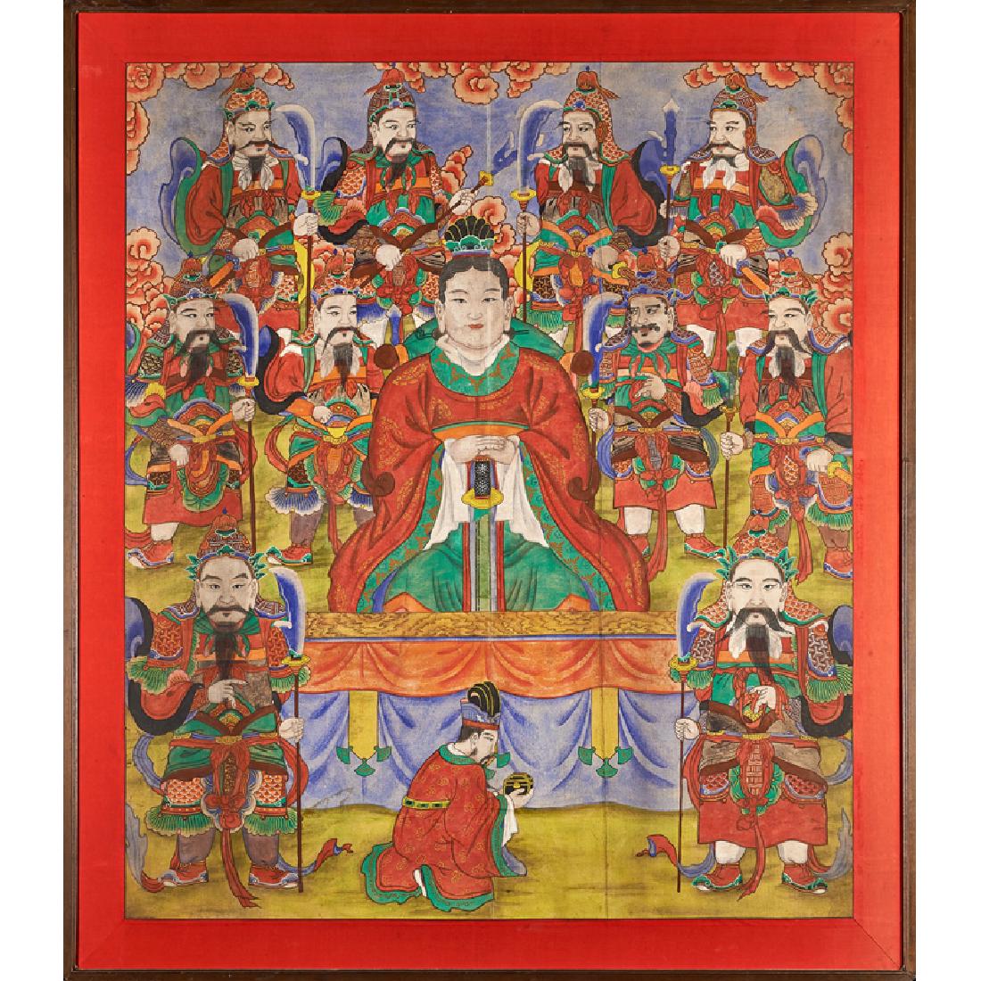 19TH C. KOREAN SCHOOL PAINTING: Bari Gonju (princess spirit) Watercolor and gouache on silk (framed) 50" x 43" (sight) Provenance: Collection of Hellen & Joe Darion, New York