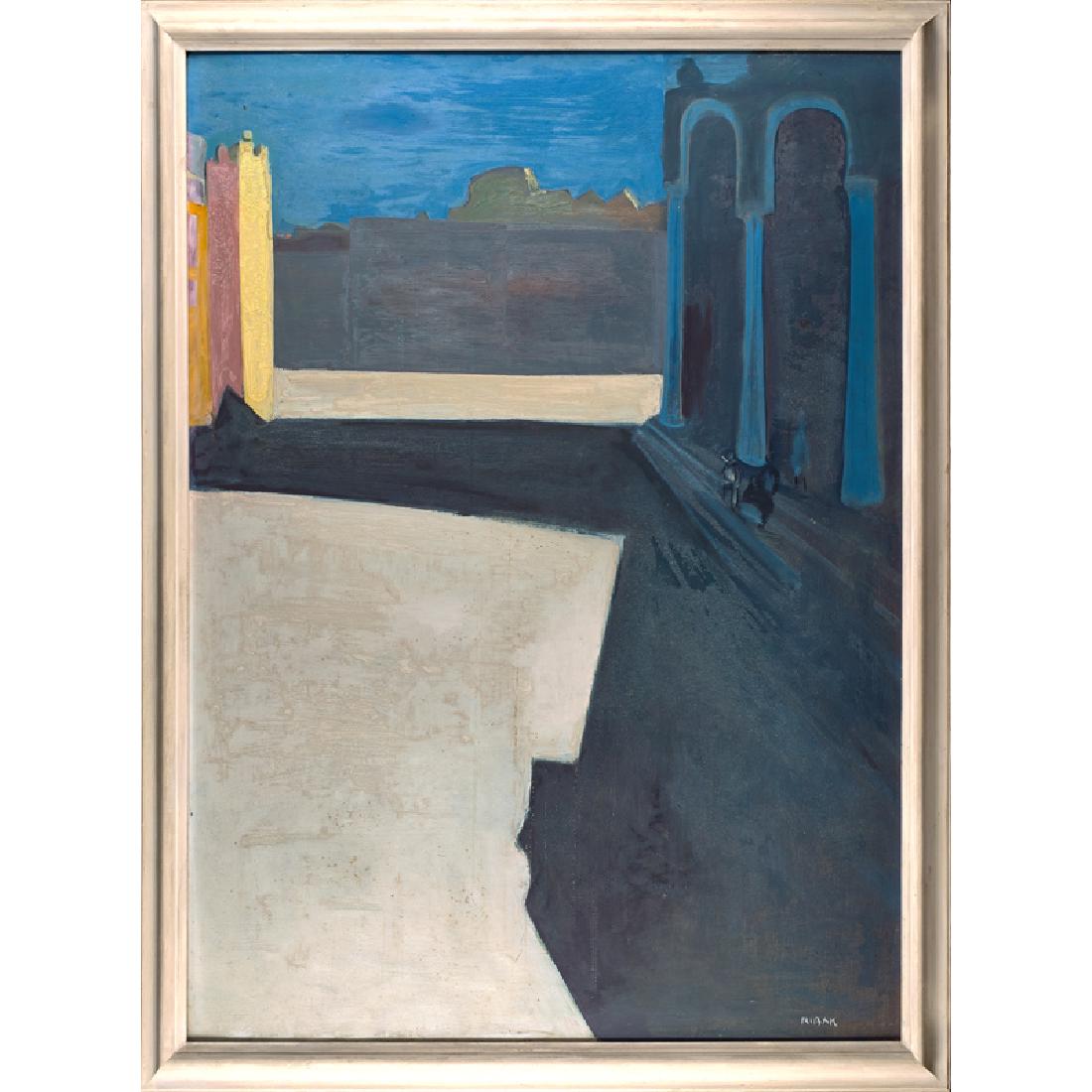 LOUIS RIBAK (American, 1902-1972): Untitled (street scene) Oil on masonite (framed) Signed 48" x 36"