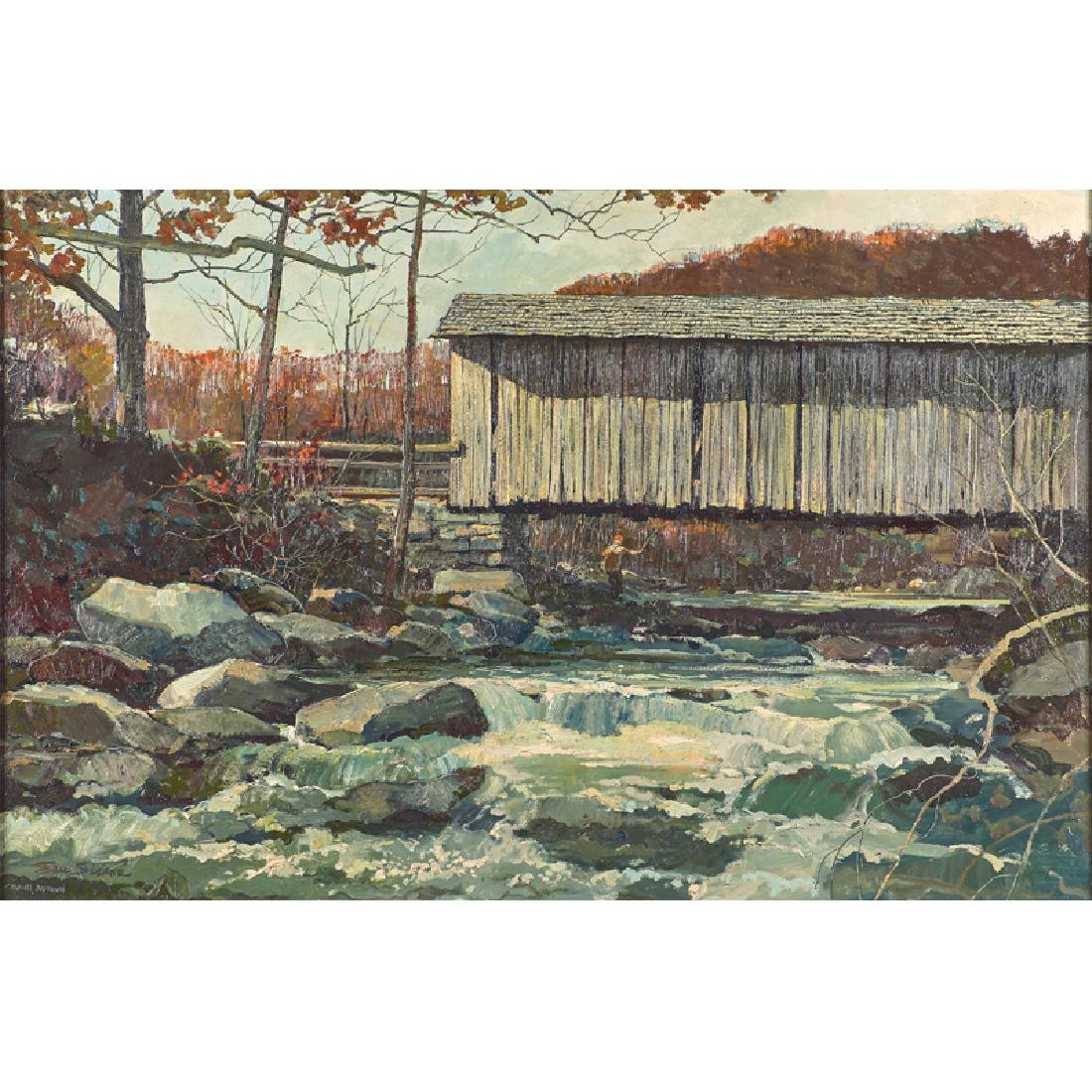 Eric Sloane (American, 1905-1985): Maine Autumn Oil on Masonite (framed) Signed and titled 24" x 36" Provenance: Grand Central Art Galleries, New York (label on verso) Private Collection, New Jersey Note: Accompanied by letter from Slo