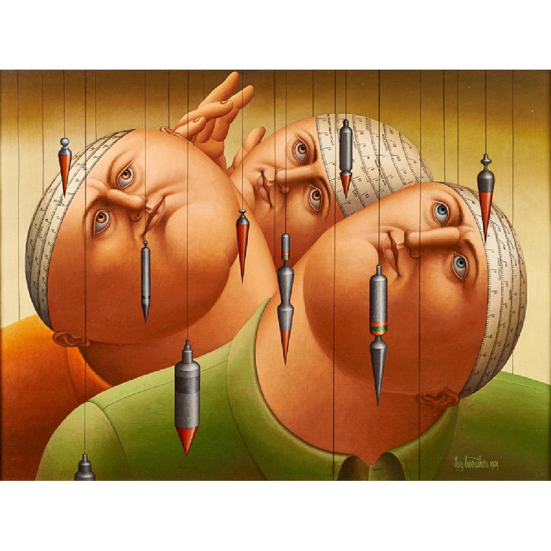 Roy Carruthers (South African/American, 1938-2013): Vertigo, 1974 Oil on canvas (framed) Signed and dated 24 1/4" x 31 3/4" Provenance: Private Collection, New Jersey