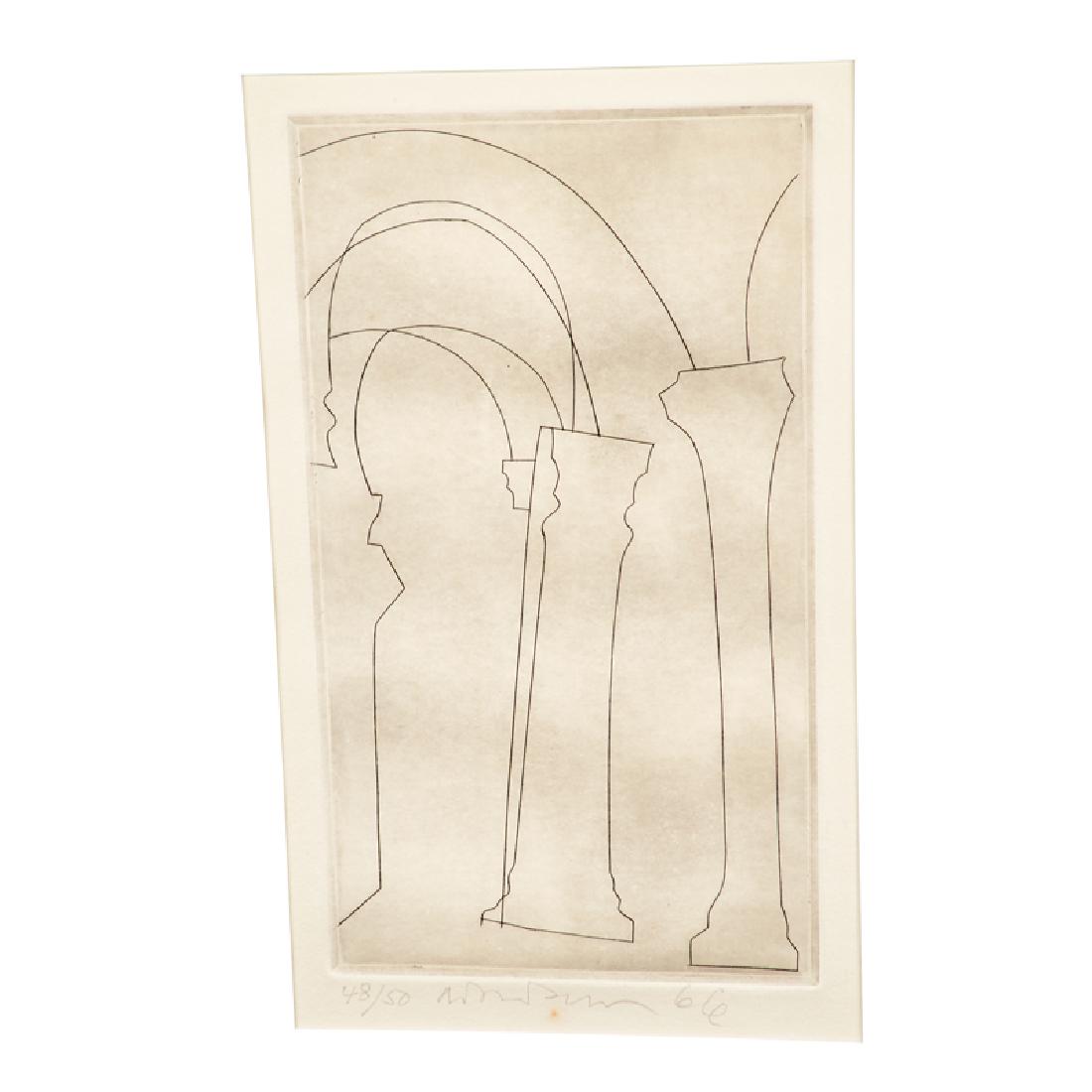 Ben Nicholson (British, 1894-1982): Tuscan Pillars, 1966 Etching and aquatint (framed) Signed, dated and numbered 48/50 9 1/4" x 5 1/4" (plate) 15" x 11" (sheet) Publisher: Galerie Beyeler, Basel Literature: Lafranca 34: Provenance: Pri