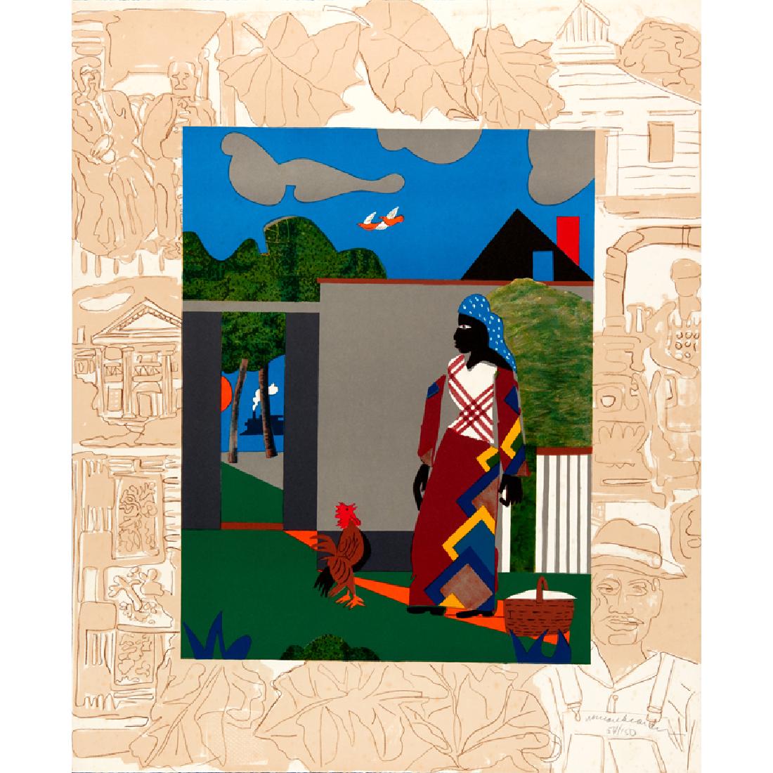 Romare Bearden (American, 1911-1988): Pepper Jelly Lady, from the Presidential Portfolio, 1980 Lithograph in colors Signed and numbered 54/150 25 3/4" x 21" Provenance: Private Collection