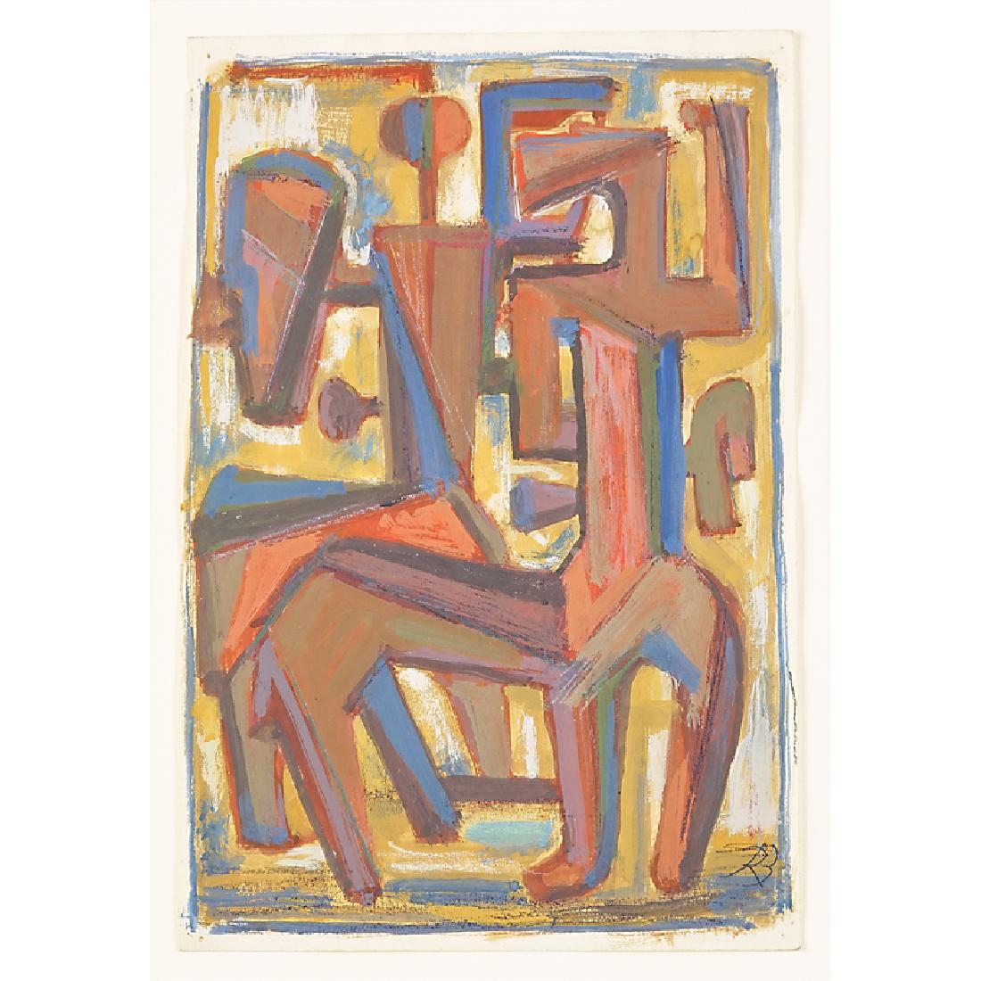 RENE BUTHAUD Two untitled Cubist sketches: RENE BUTHAUD (1886 - 1986) Two untitled Cubist preliminary sketches (Centaurs, Figures), France (framed) Gouache on paper Each signed RB Sheets: 9 1/2" x 6 1/2", 9" x 6" Provenance: The artist Michel
