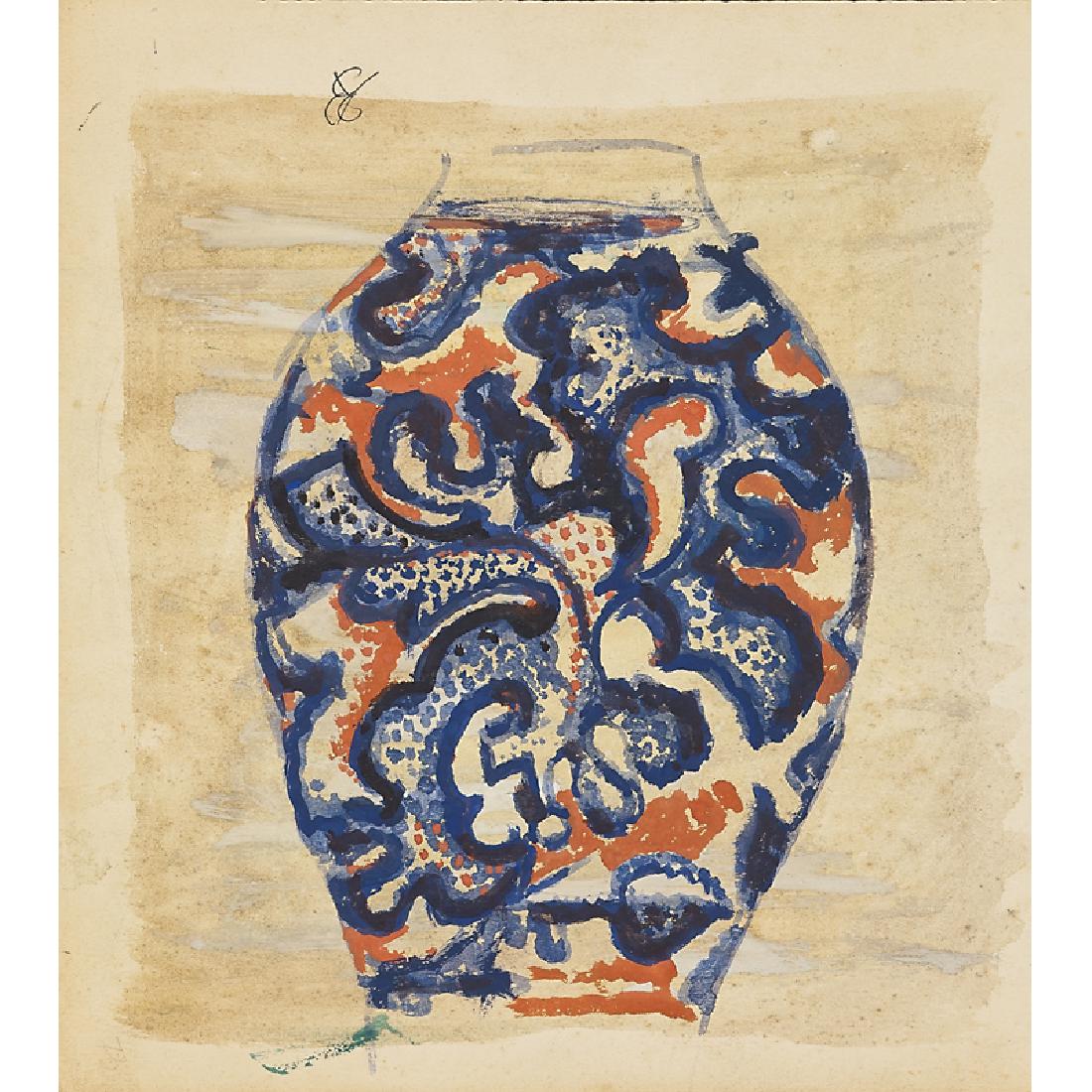 RENE BUTHAUD Study for a vase: RENE BUTHAUD (1886 - 1986) Study for a vase (Abstract Foliage), France Gouache on paper Signed RB Image: 10 1/2" x 10" Provenance: The artist Michel Fortin, Paris Collection of Stephen Engel, Florida