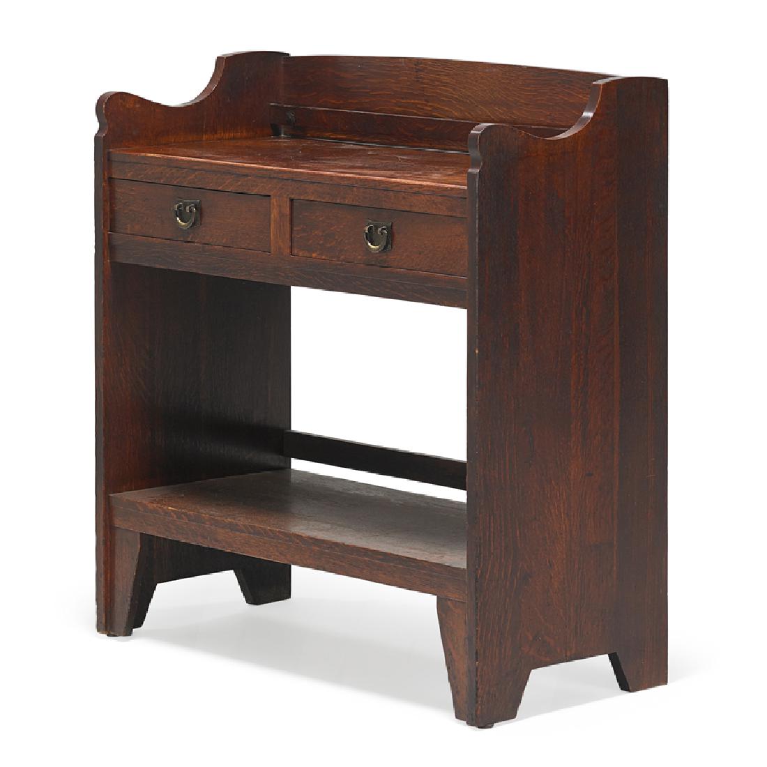 STICKLEY BROTHERS Server: STICKLEY BROTHERS Server, Grand Rapids, MI, early 20th C. Metal retailer label 42" x 40" x 18"