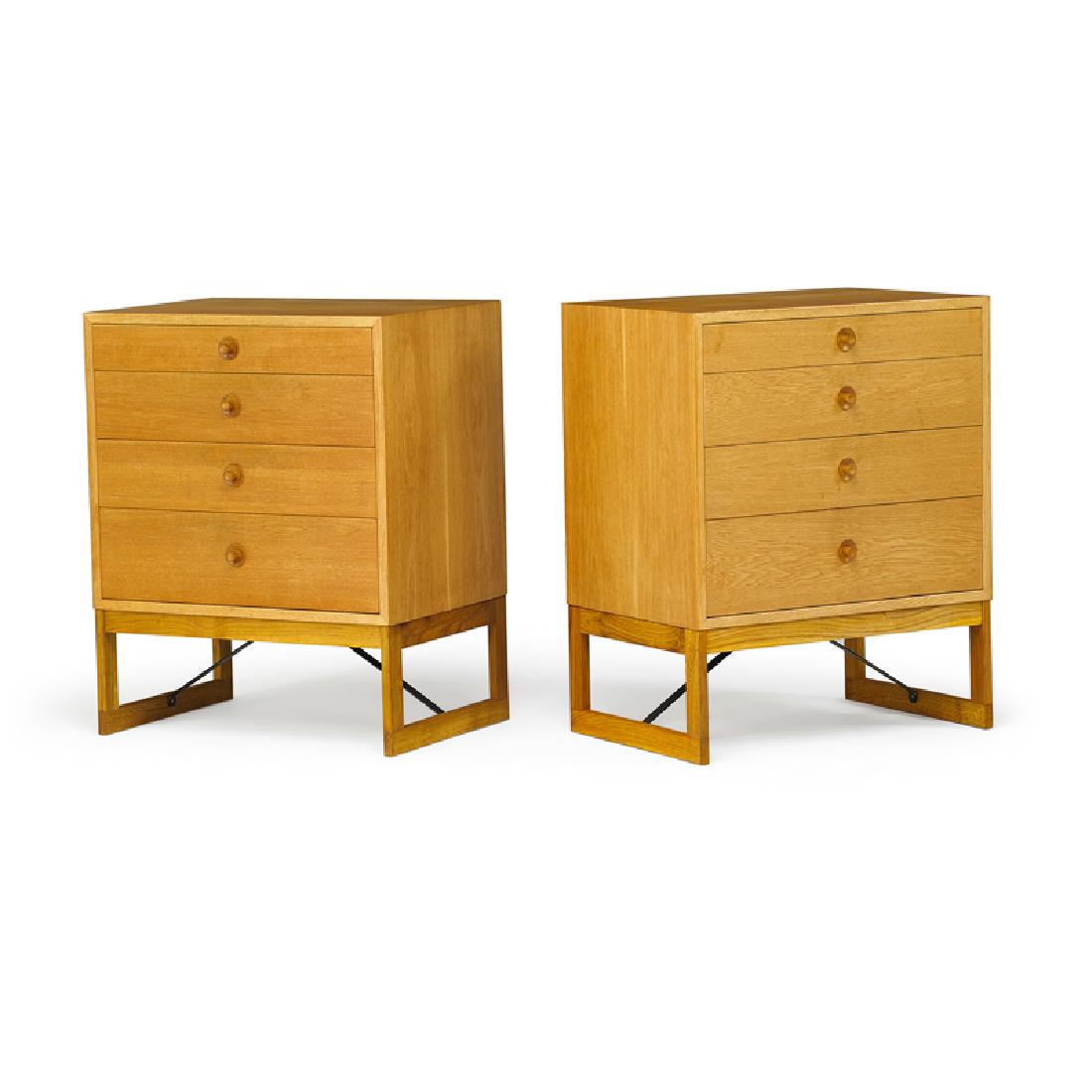 BORGE MOGENSEN Pair of dressers: BORGE MOGENSEN (1914 - 1972) KARL ANDERSSON & SONER Pair of dressers, Sweden, 1950s Oak, patinated steel Manufacturer labels 33" x 27" x 18"